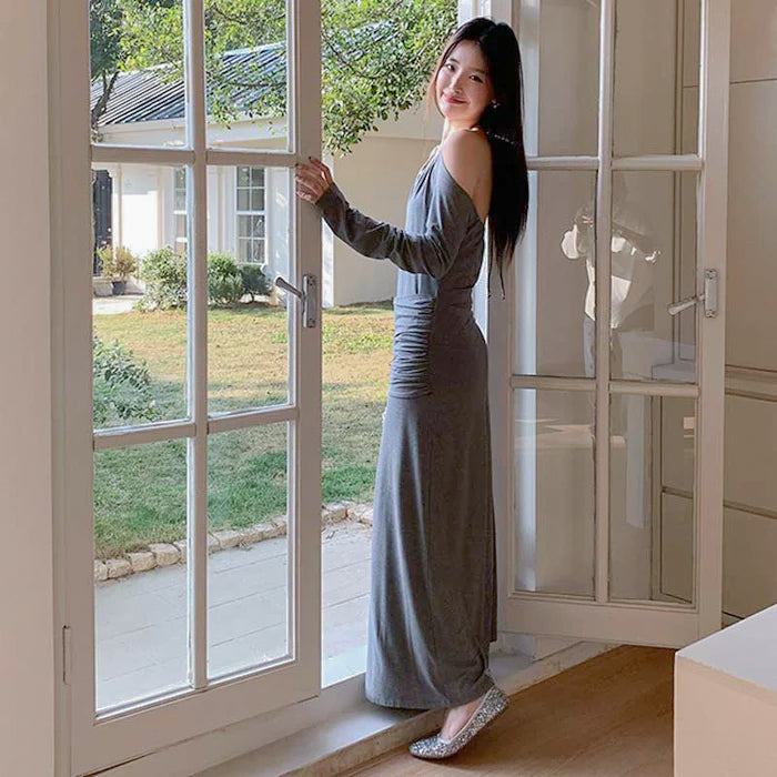 ホルターネックドレープワンピース(2colors)