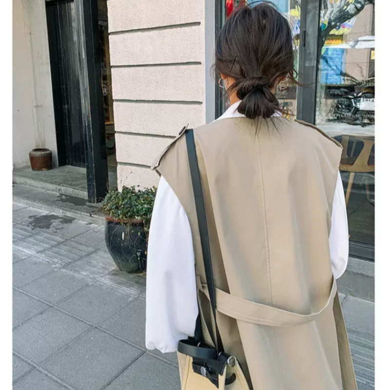 ノースリーブトレンチロングジャケット