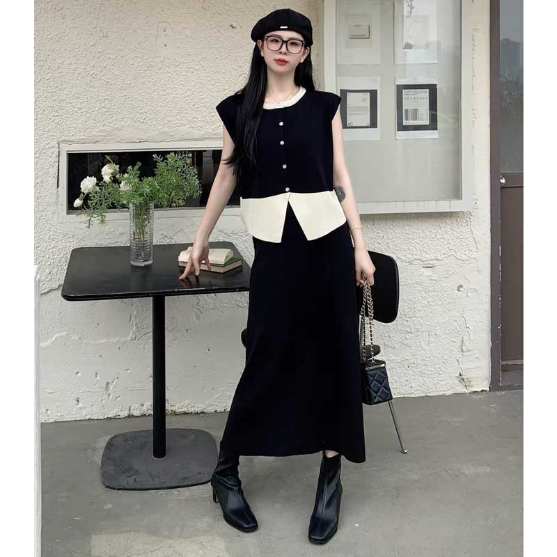 バイカラートップス×ナロースカート(4colors)