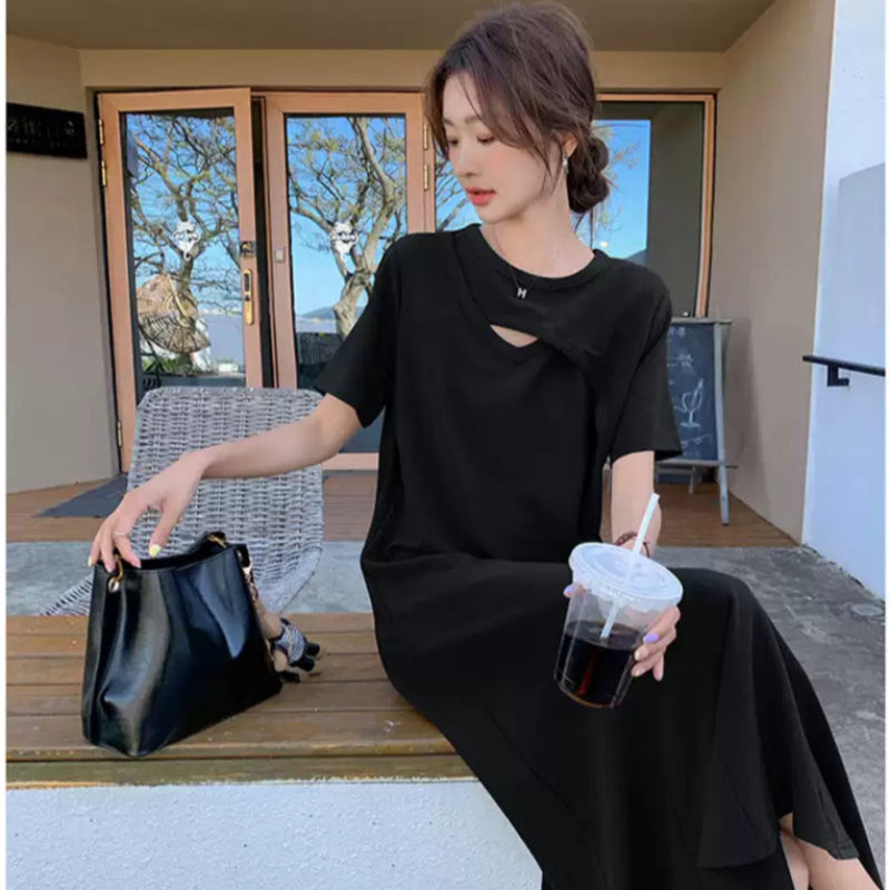 アシンメトリーTシャツワンピース(2colors)