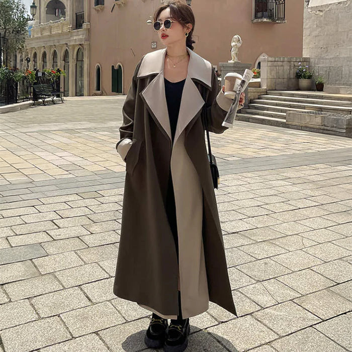 バイカラーレイヤード風ガウンチェスターコート