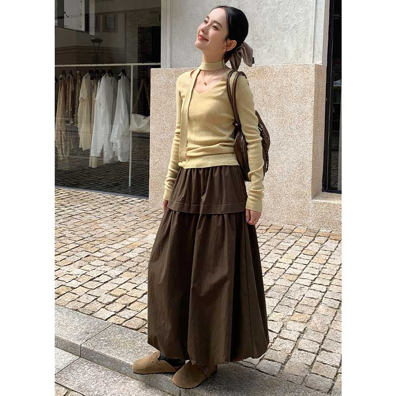 バルーンシルエットマキシスカート(4colors)