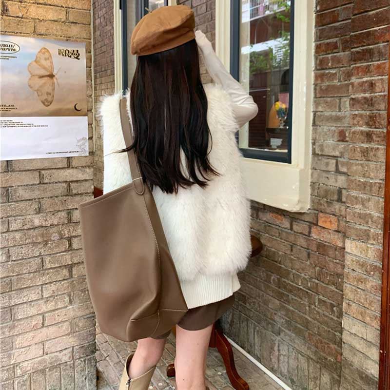 ファー切替ニットベスト(2colors)