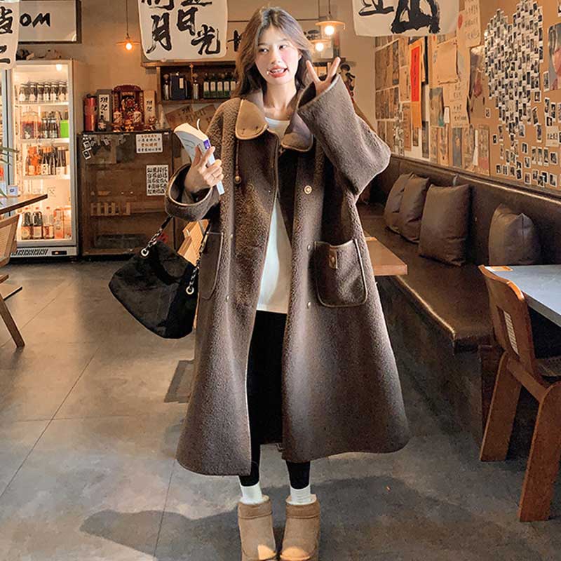 ブラウンロングボアコート