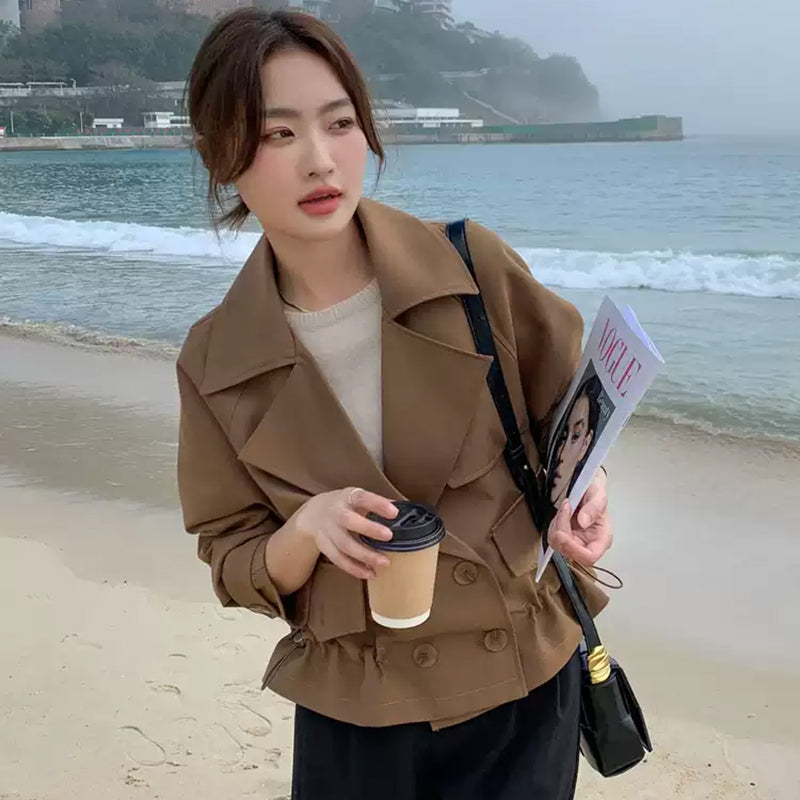 ドローストリングショート丈トレンチ