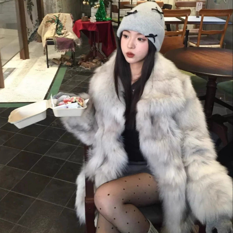 ミストグレーフェイクファーコート