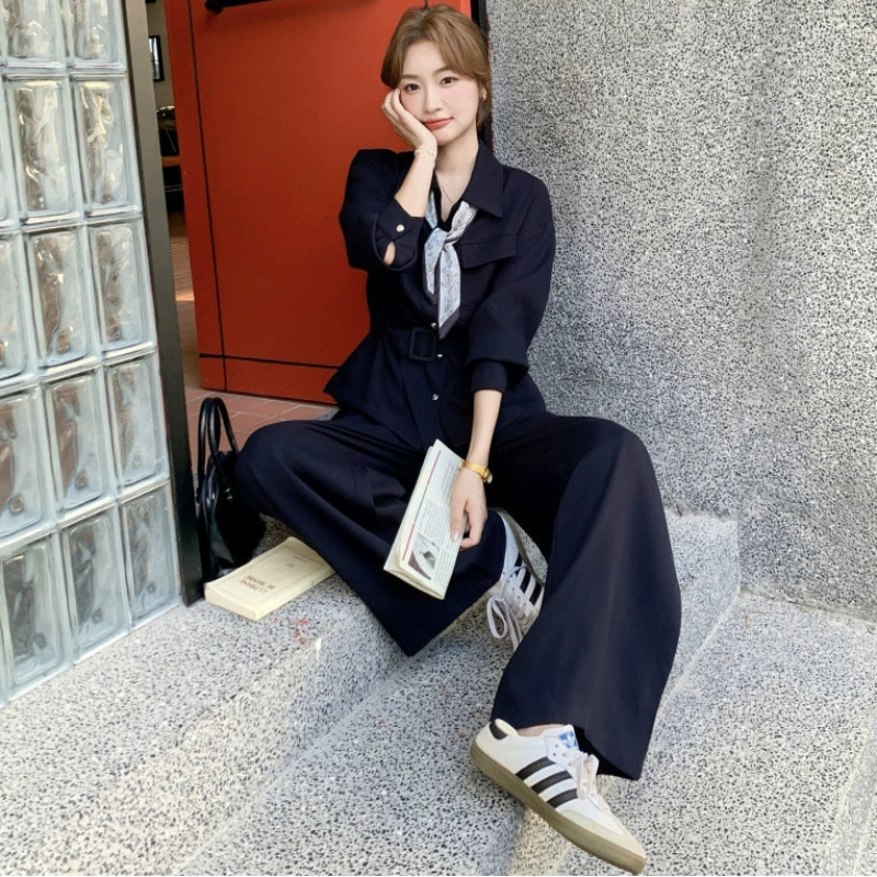 ウエストベルトシャツ×ワイドパンツセットアップ(2colors)