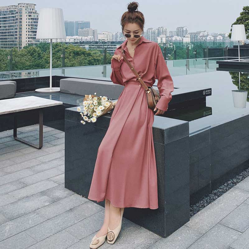 ウエストシェイプフレアワンピース(2colors)