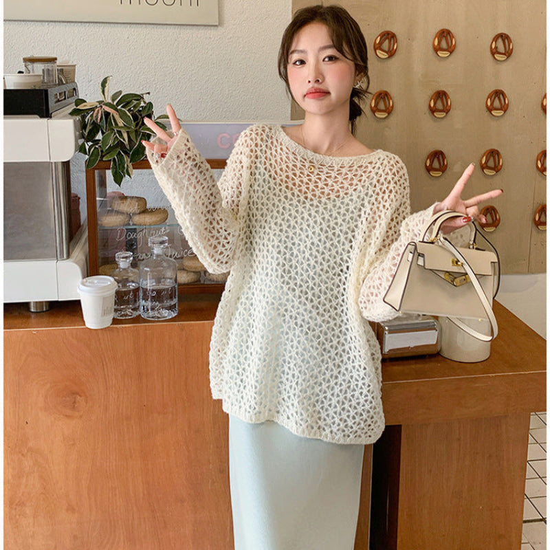 透かしニット×キャミソールワンピースセット