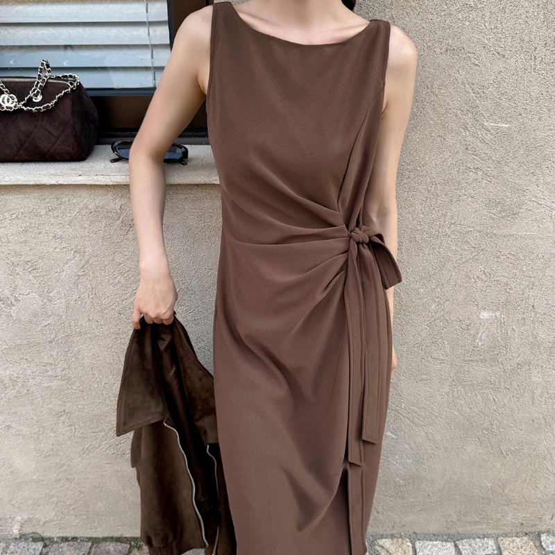 ノースリーブサイドリボンワンピース(2colors)