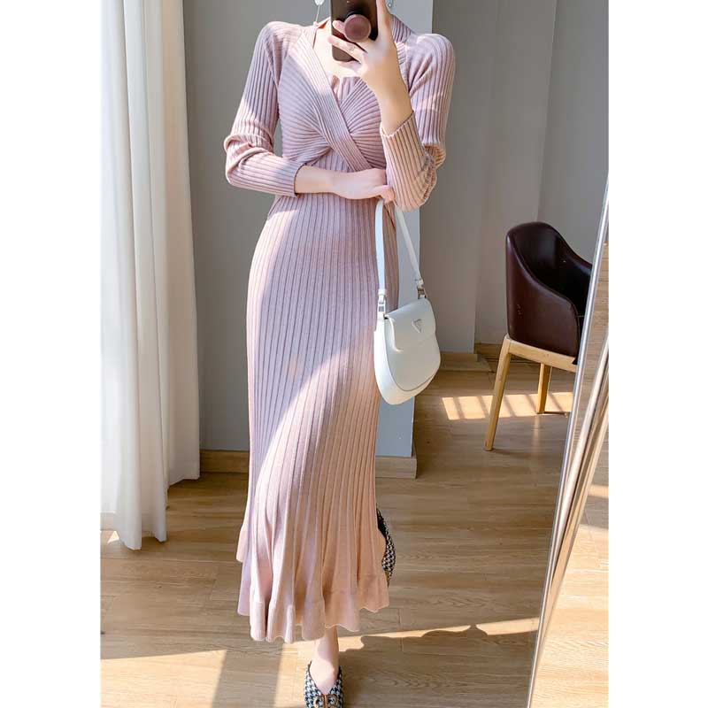 ツイストリブニットワンピース(4colors)