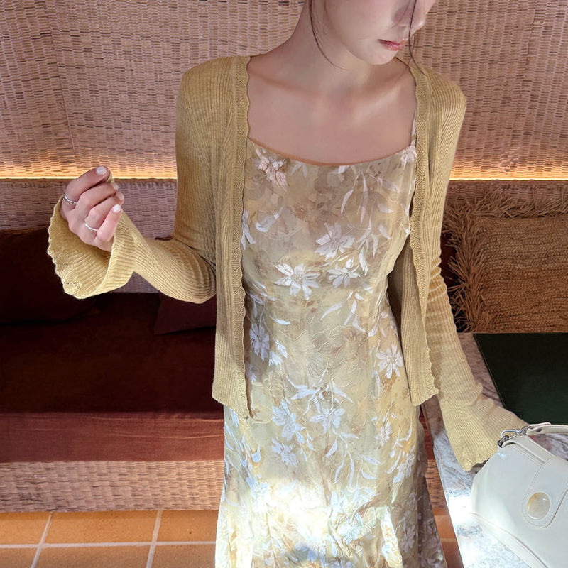 アートフラワーキャミソールワンピース(2colors)