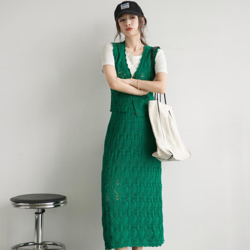 クロッシェレーストップス×スカート(2colors)