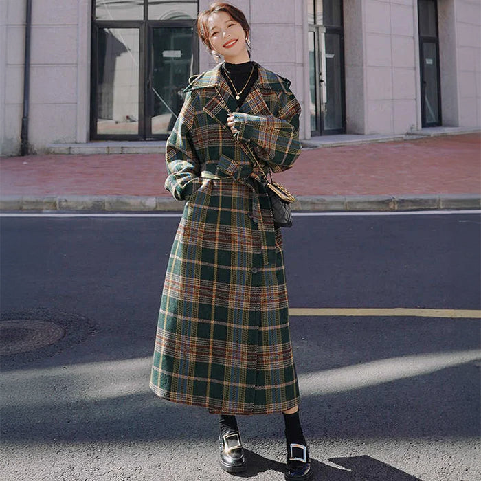 チェック柄オーバーロングコート