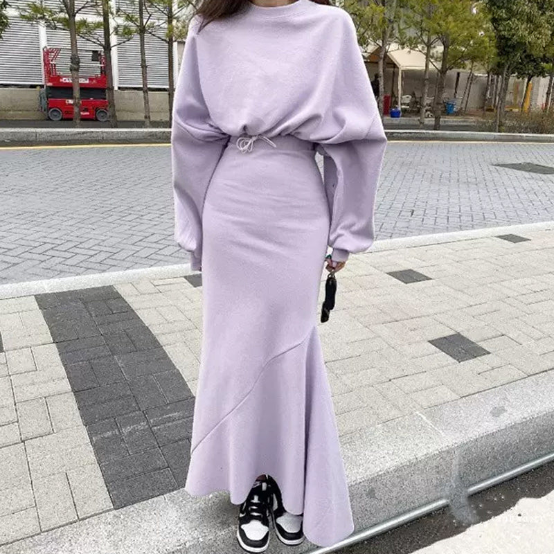 ショート丈ドルマントップ×ロングマーメイドスカート(2colors)