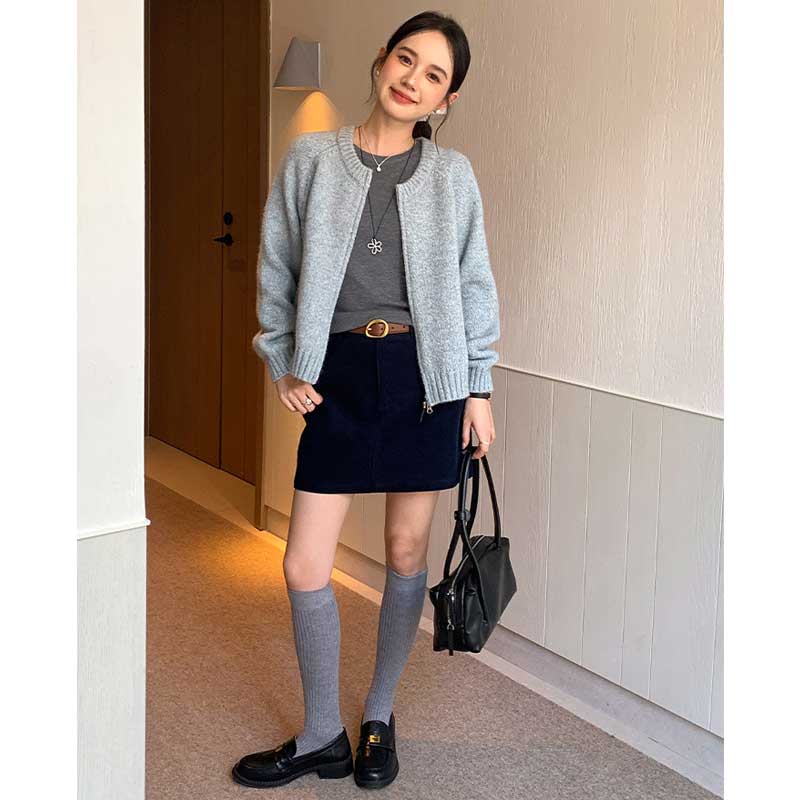 ラウンドネックニットカーディガン(4colors)