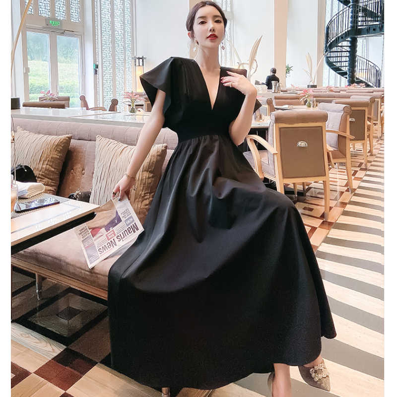 フレアスリーブフロントプリーツマキシワンピース(2colors)