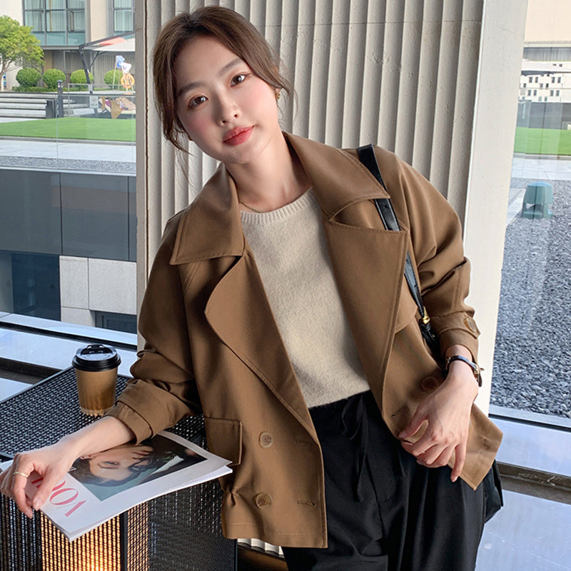 ドローストリングショート丈トレンチ