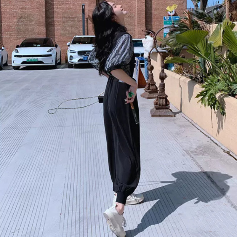 レーズスリーブデザインジャンプスーツ