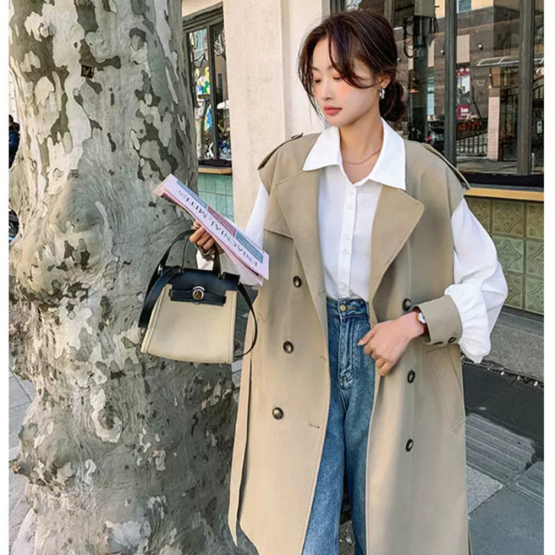 ノースリーブトレンチロングジャケット