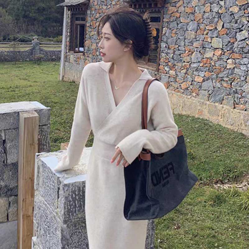 カシュクールニットワンピース