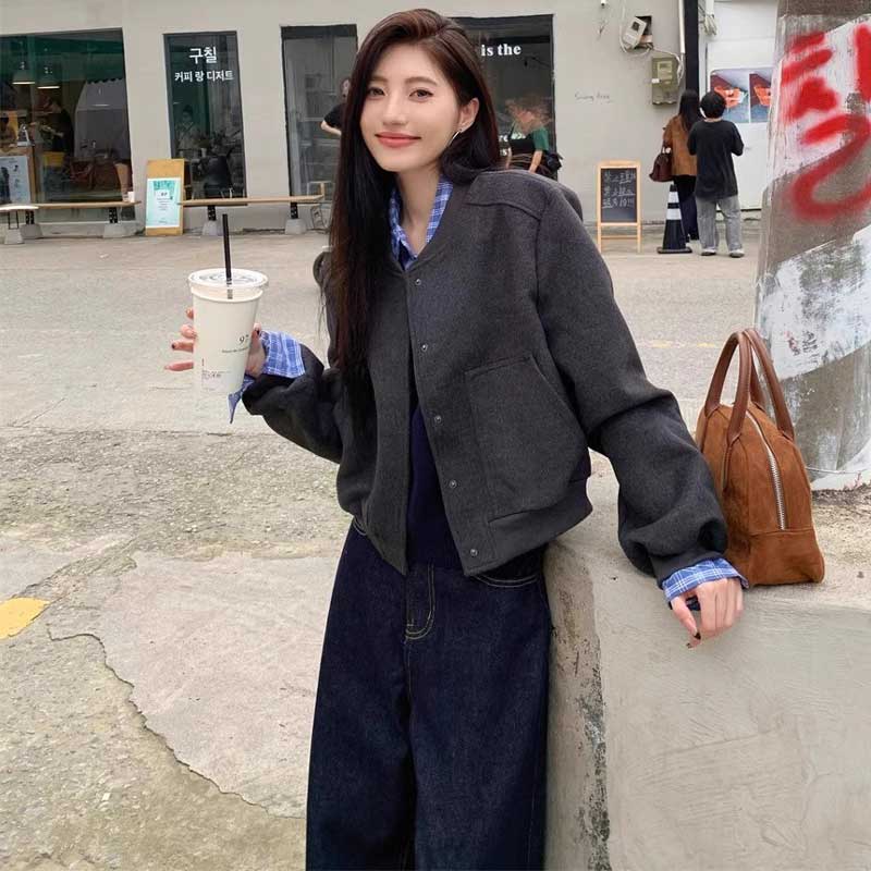 ノーカラーショートブルゾン(2colors)