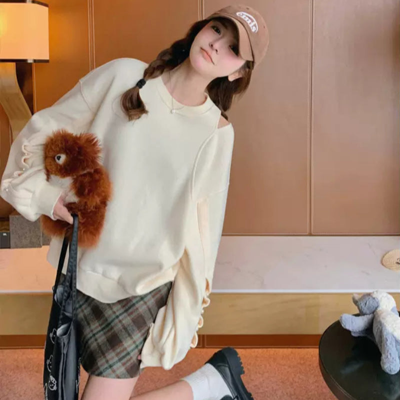 ショルダーカットパールスリーブスウェット