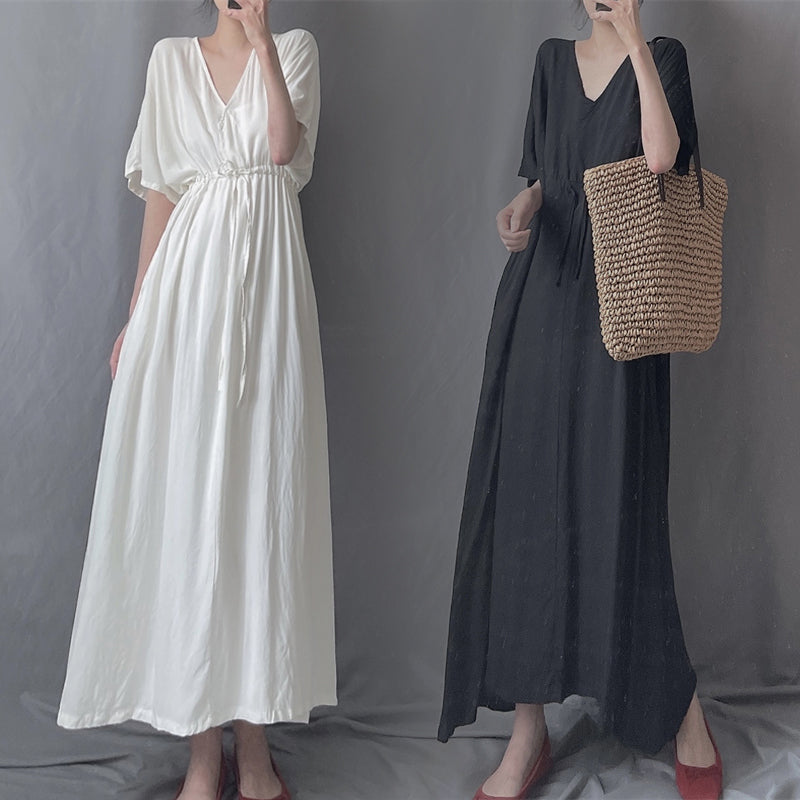 半袖ドローストリングワンピース(2colors)