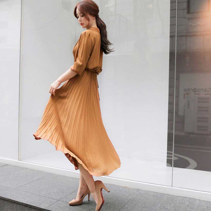 ウエストマークプリーツワンピース(4colors)