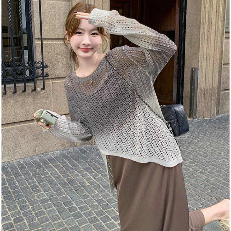 シースルーニット×キャミロングワンピース