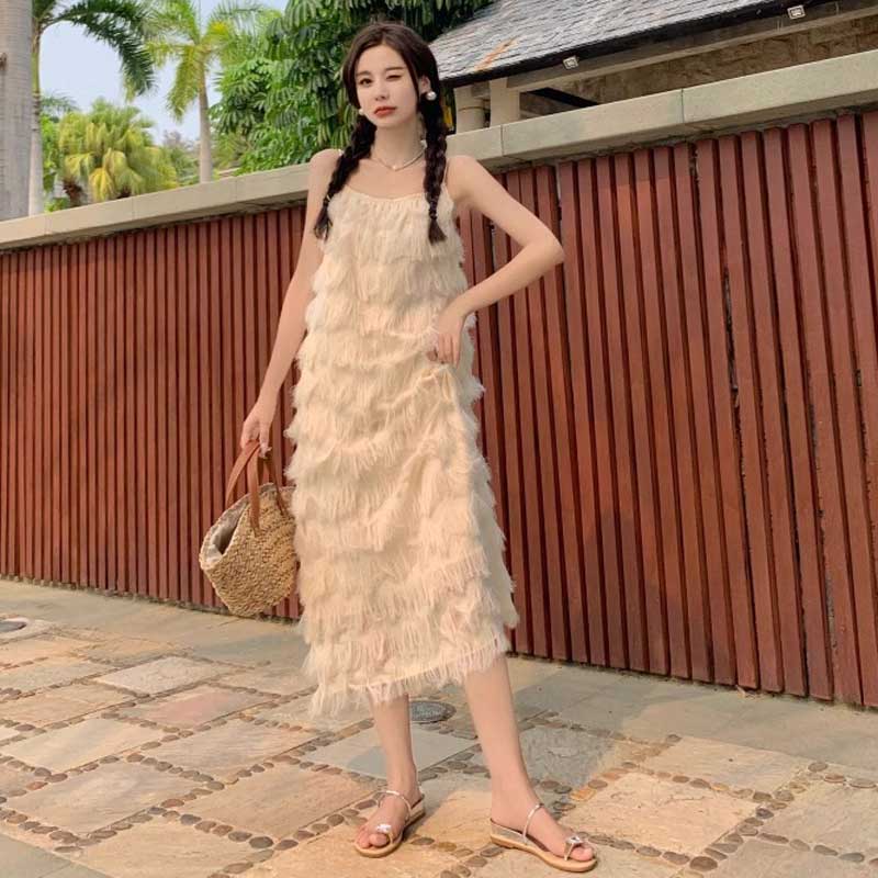 フリンジキャミソールワンピース