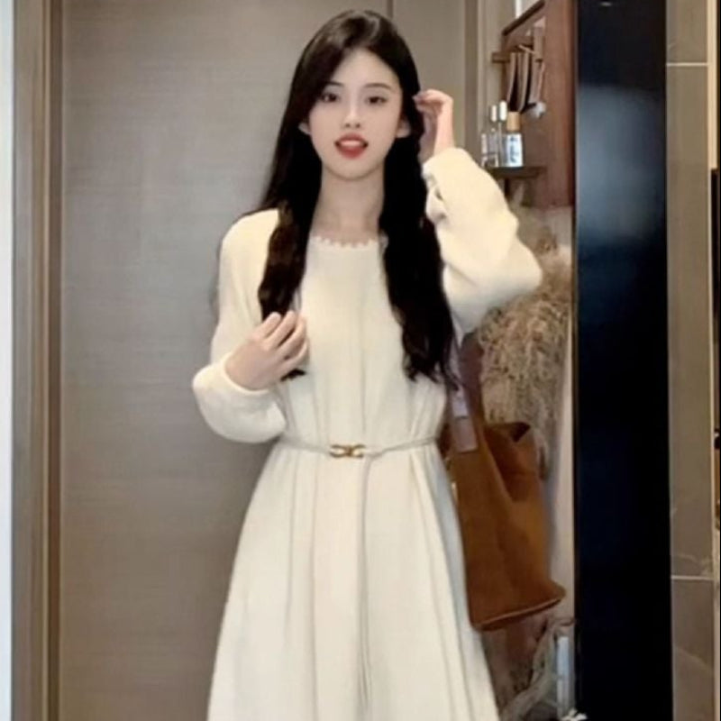 レーストリムニットワンピース(2colors)