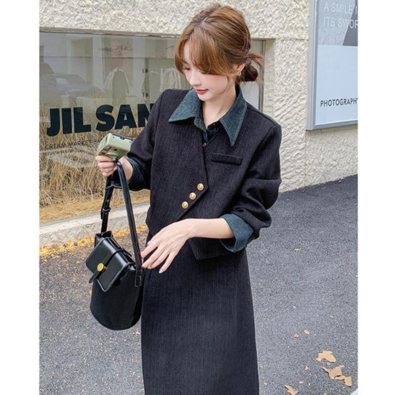 コーデュロイフェイクジャケット×スカートセットアップ