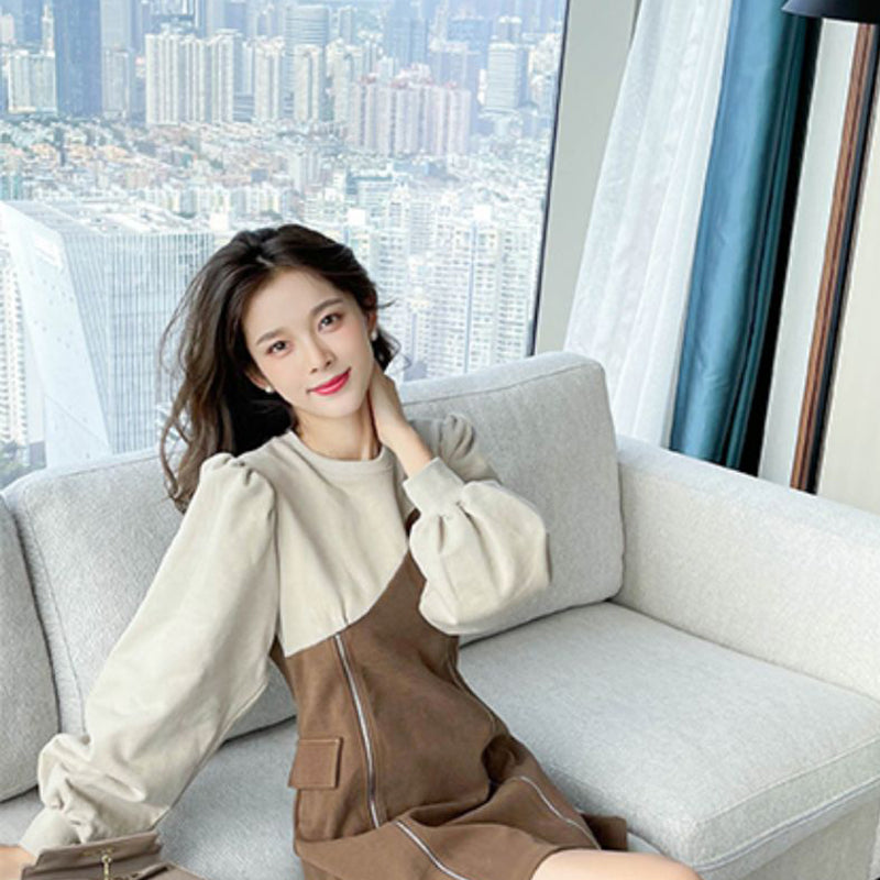 バイカラーミニワンピース