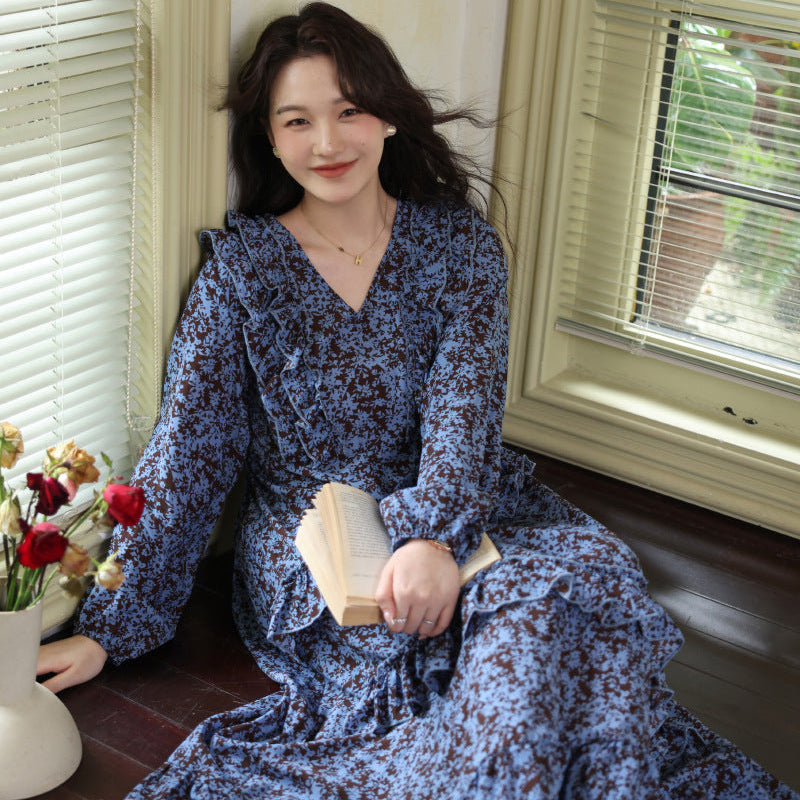 シフォンフラワーフリルワンピース