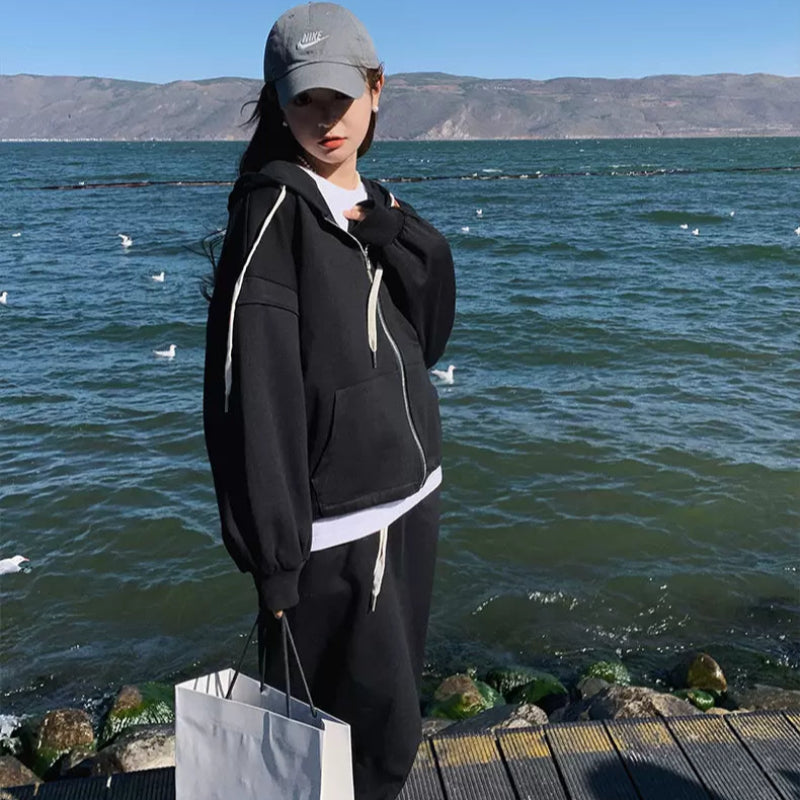 オーバーサイズパーカー×スリットスカートセット