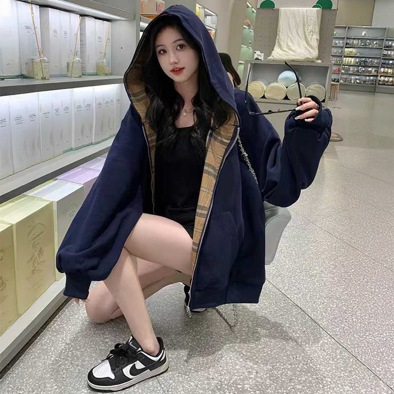 フード裏チェックパーカー(2colors)