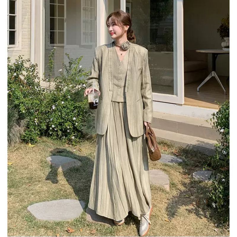 スマッジカラースリーピーススカートスーツ