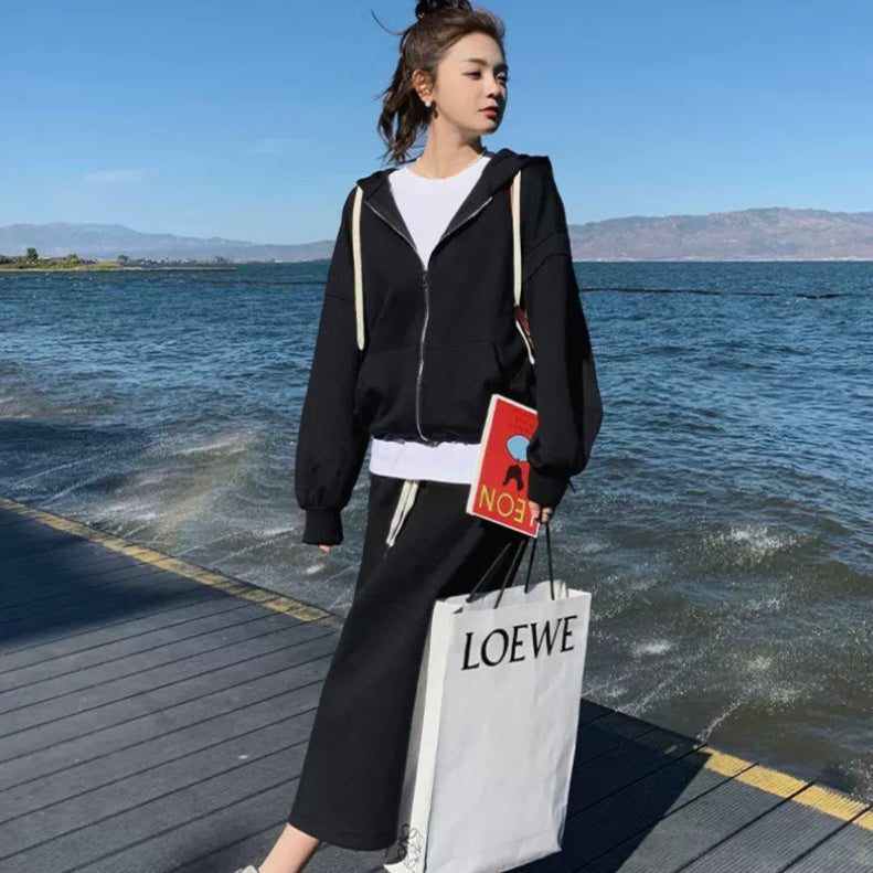 オーバーサイズパーカー×スリットスカートセット