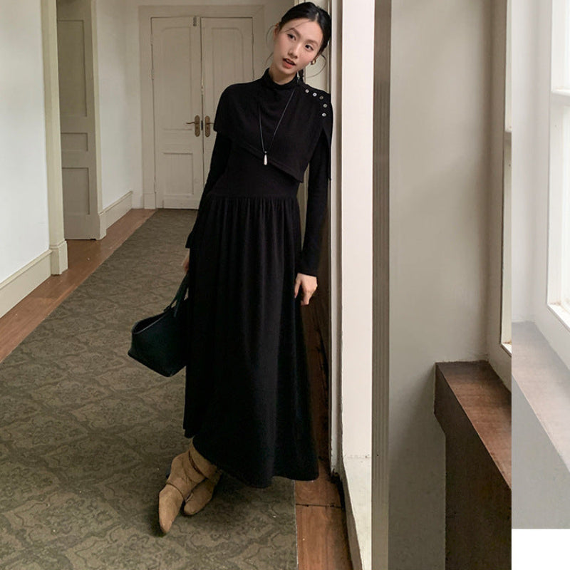 ボタンショール×ニットワンピースセット