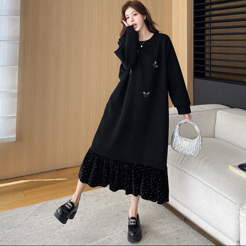 Vネックリラクシーロングニットワンピース(2colors)