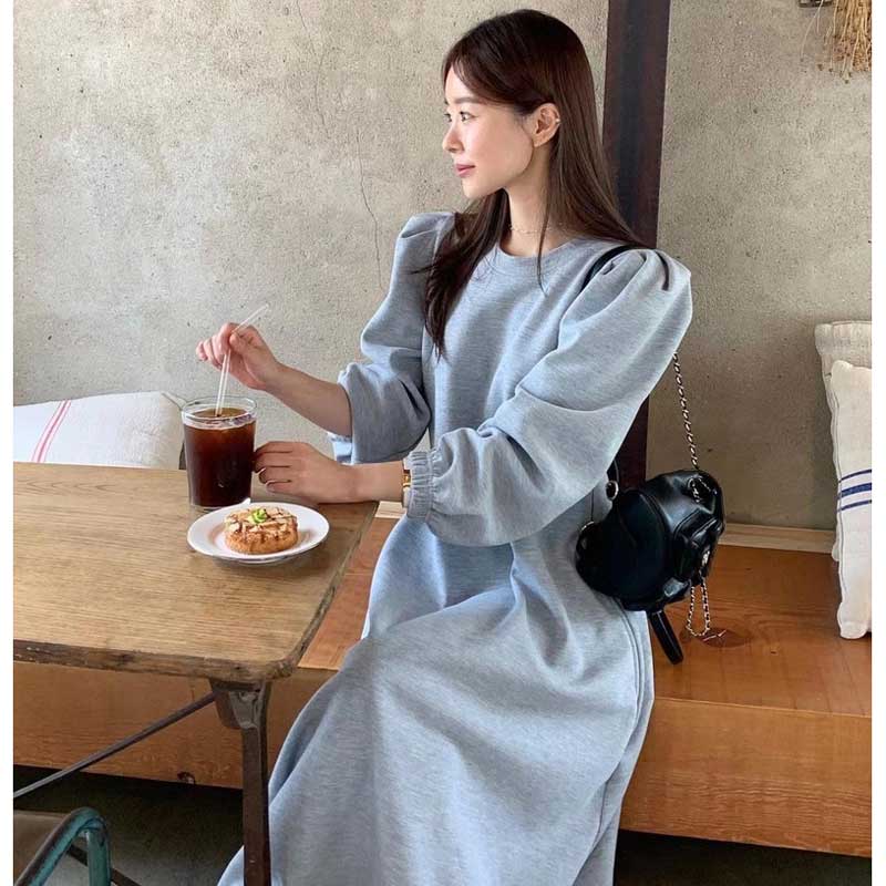 ボリューム袖Aラインワンピース(3colors)