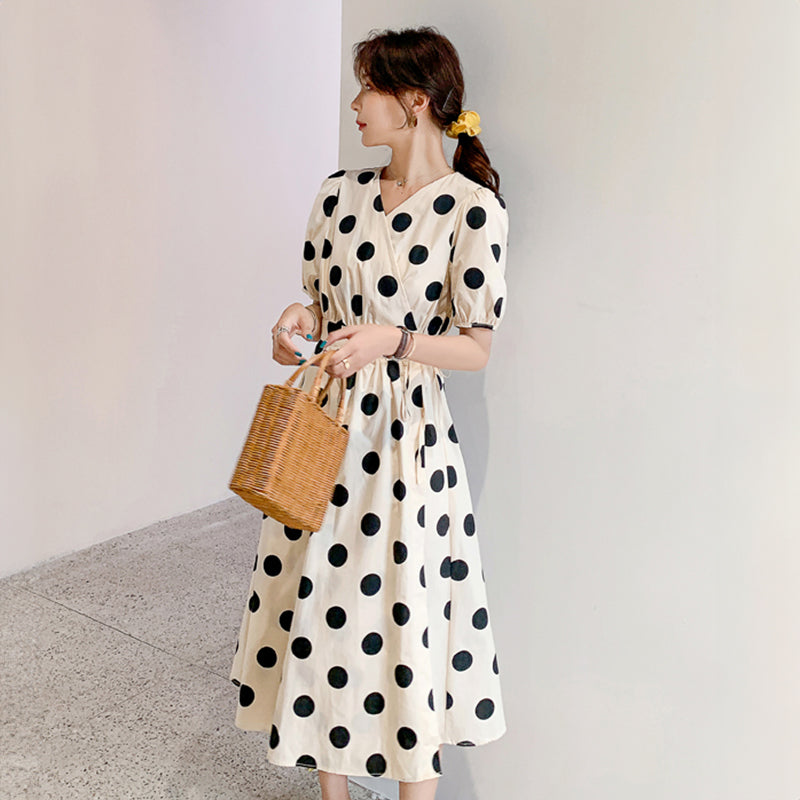 レトロドット柄ワンピース(2colors)