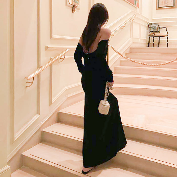 ホルターネックドレープワンピース(2colors)