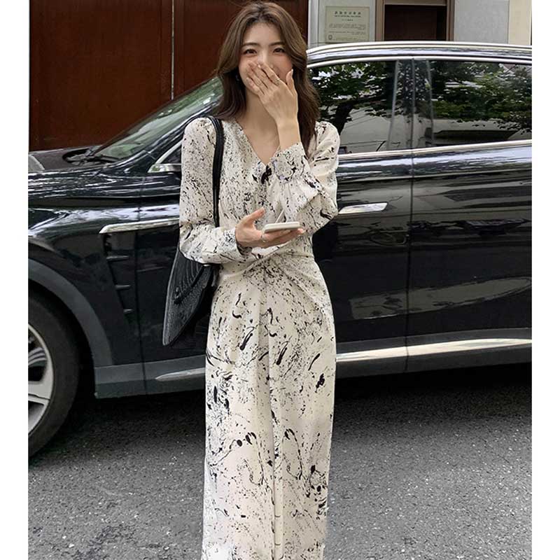 モノトーンプリントワンピース(2colors)