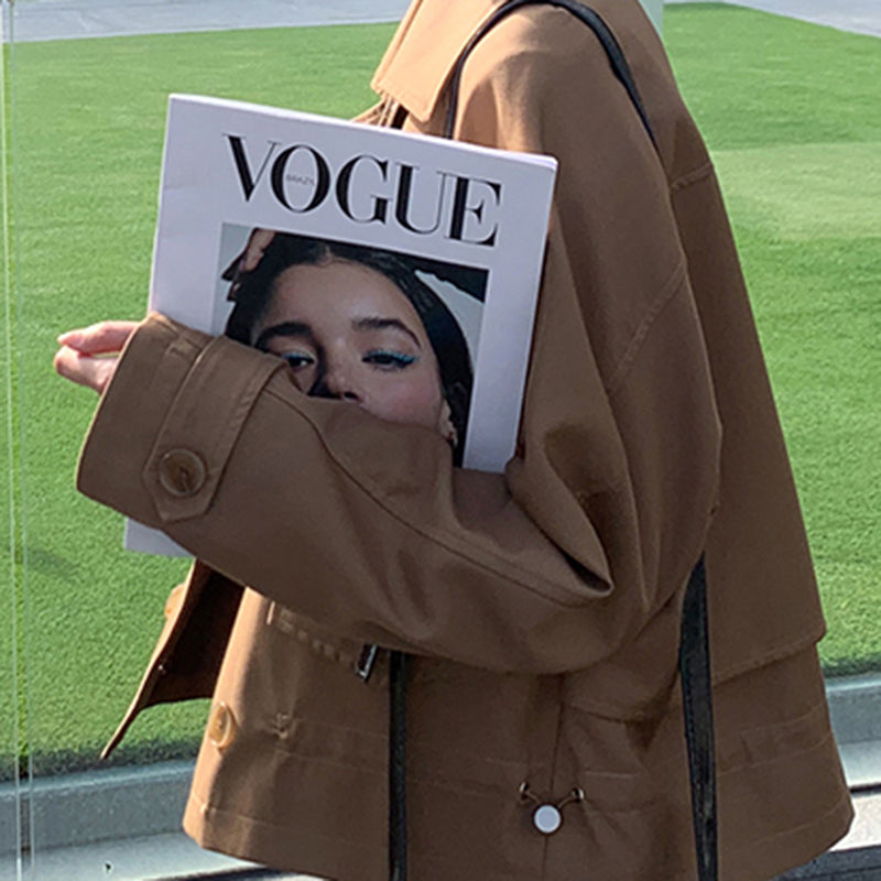 ドローストリングショート丈トレンチ