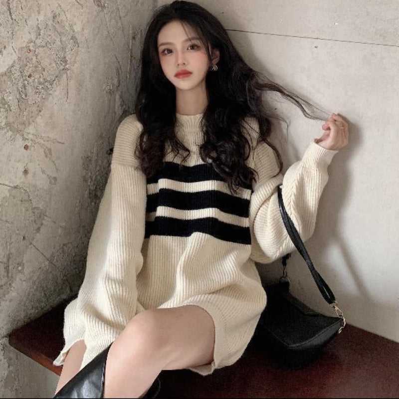 スリーボーダーニットトップス(3colors)