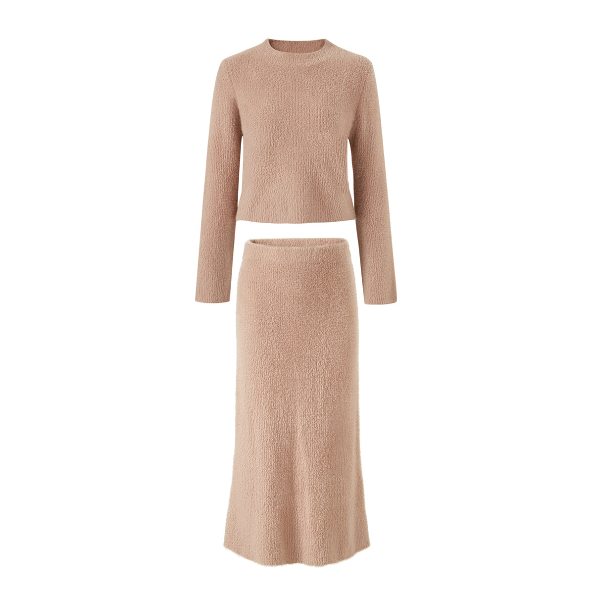 クロップドマシュマロニット×ナローニットスカート