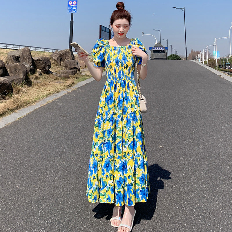 花柄ロング丈ワンピース