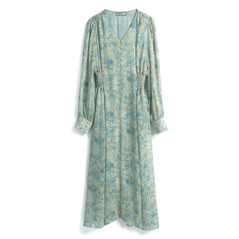 レトロシフォン花柄ワンピース(2colors)